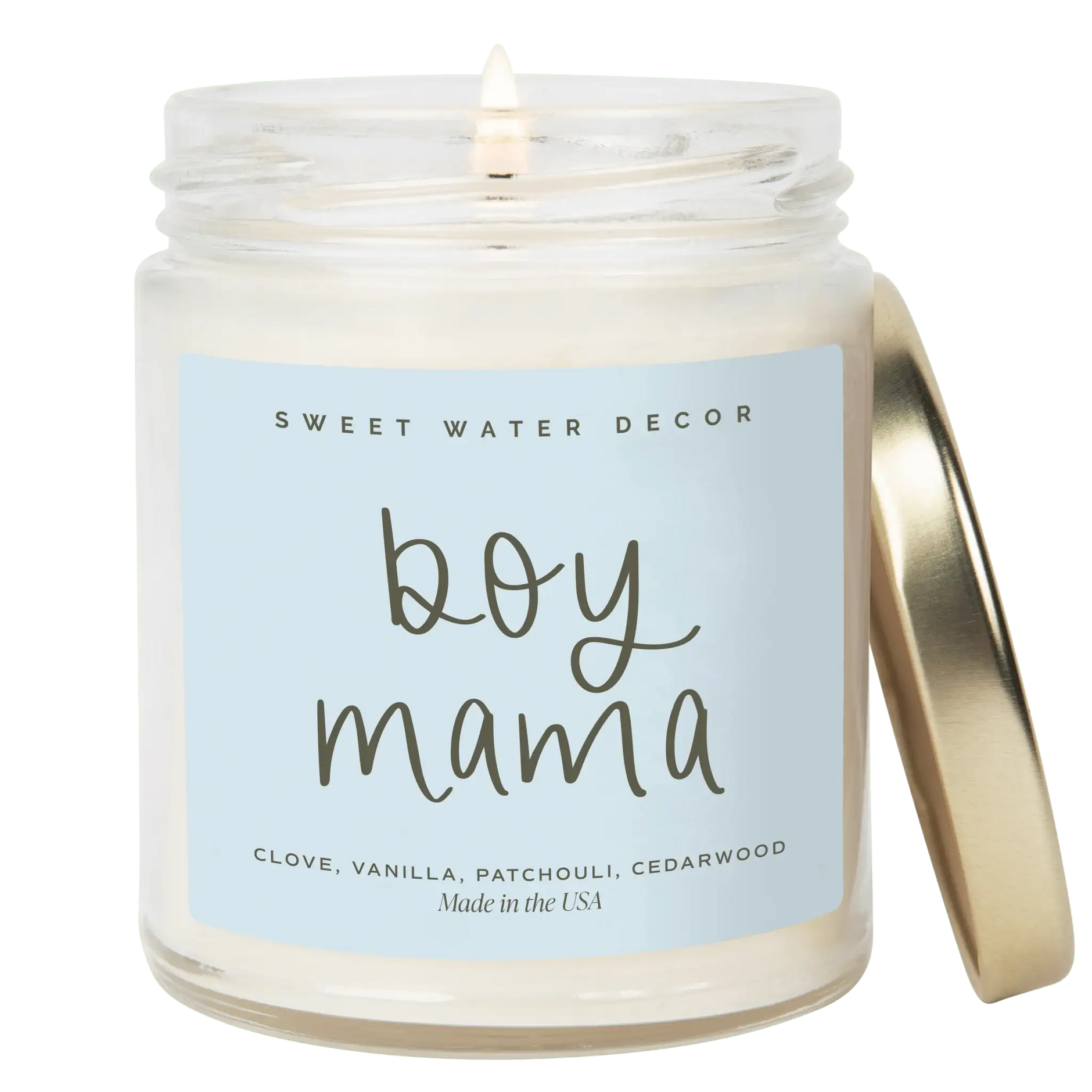 Boy Mama Soy Candle - Clear Jar - 9 oz (Palo Santo Patchouli) - SwagglyLife Home & Fashion